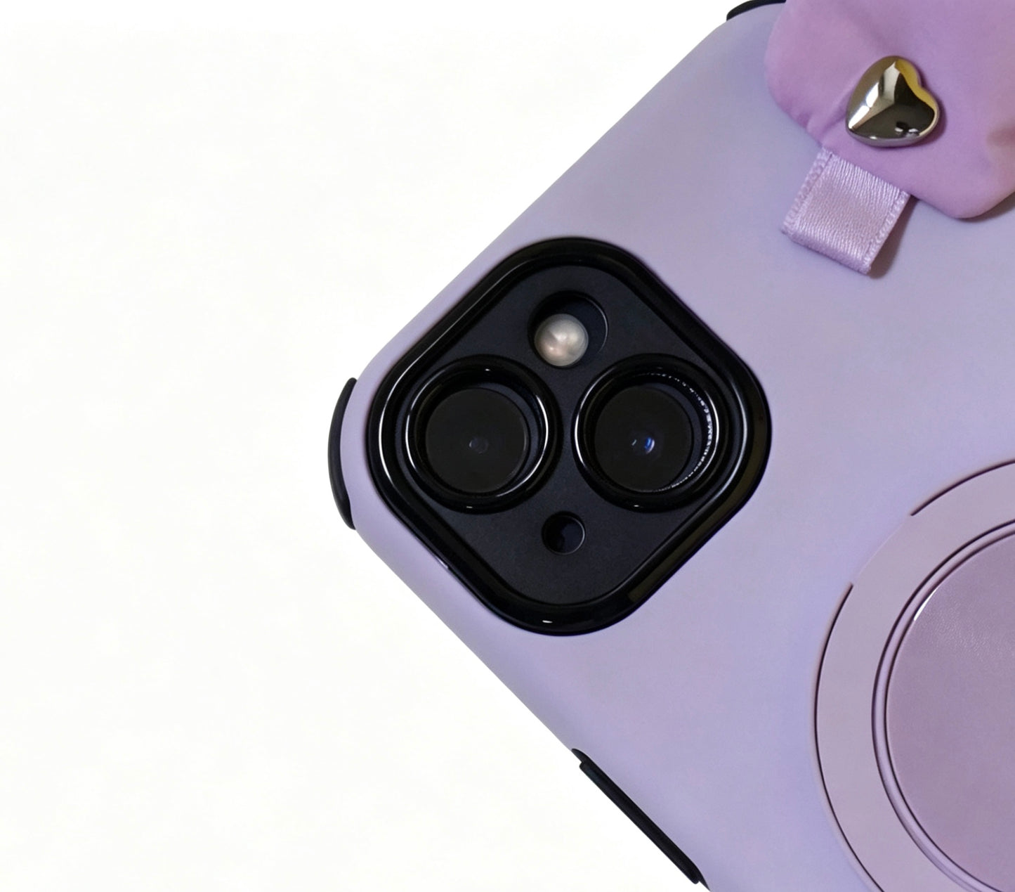SSEGY | Lavender Purple iPhone Case with Puffy Carry Handle, Hidden Ring Stand & Drop Protection