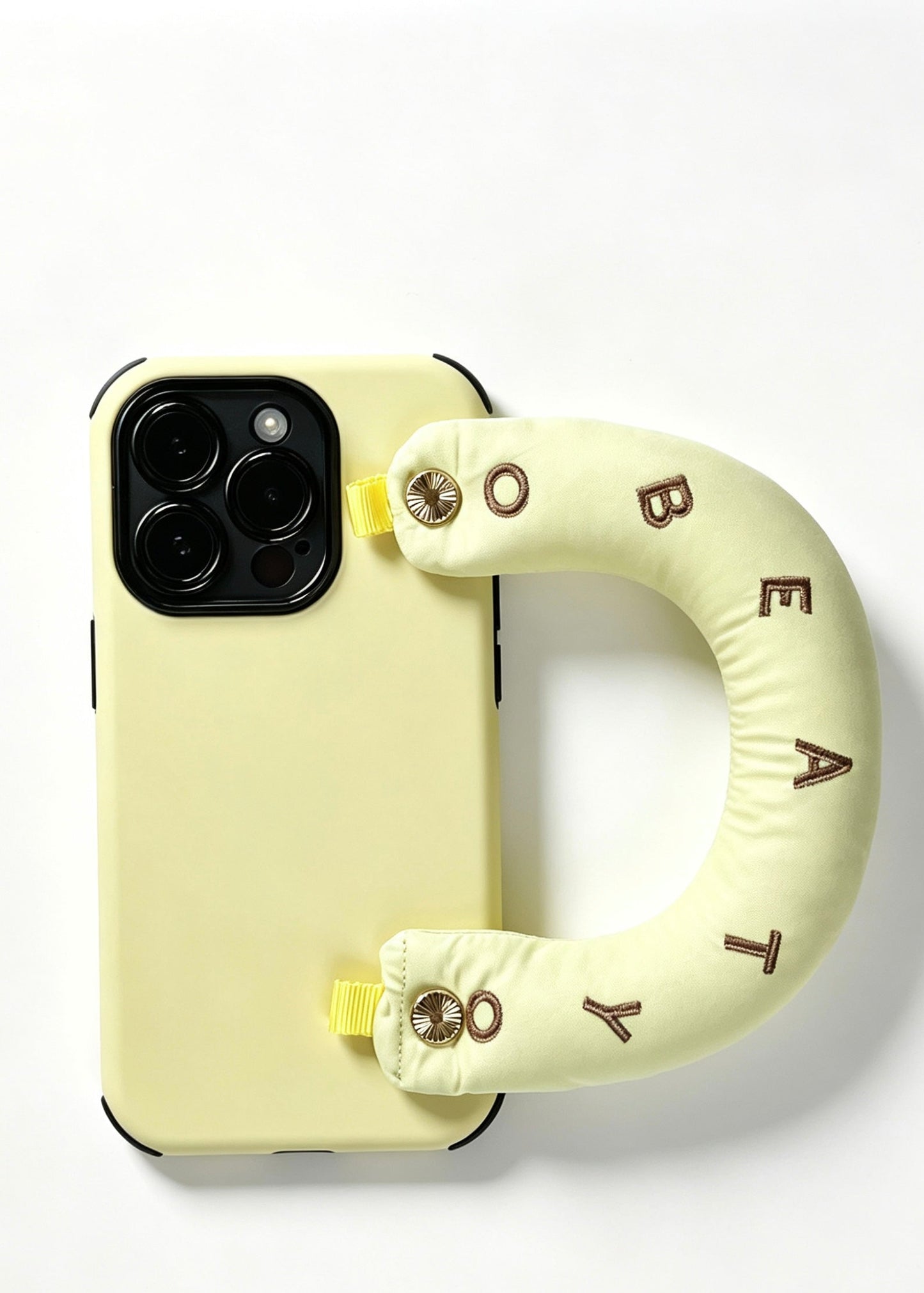 SSEGY "Cloud" Handle Embroidered Drop-Proof Phone Case – Soothing Cream-Yellow Multifunctional Case