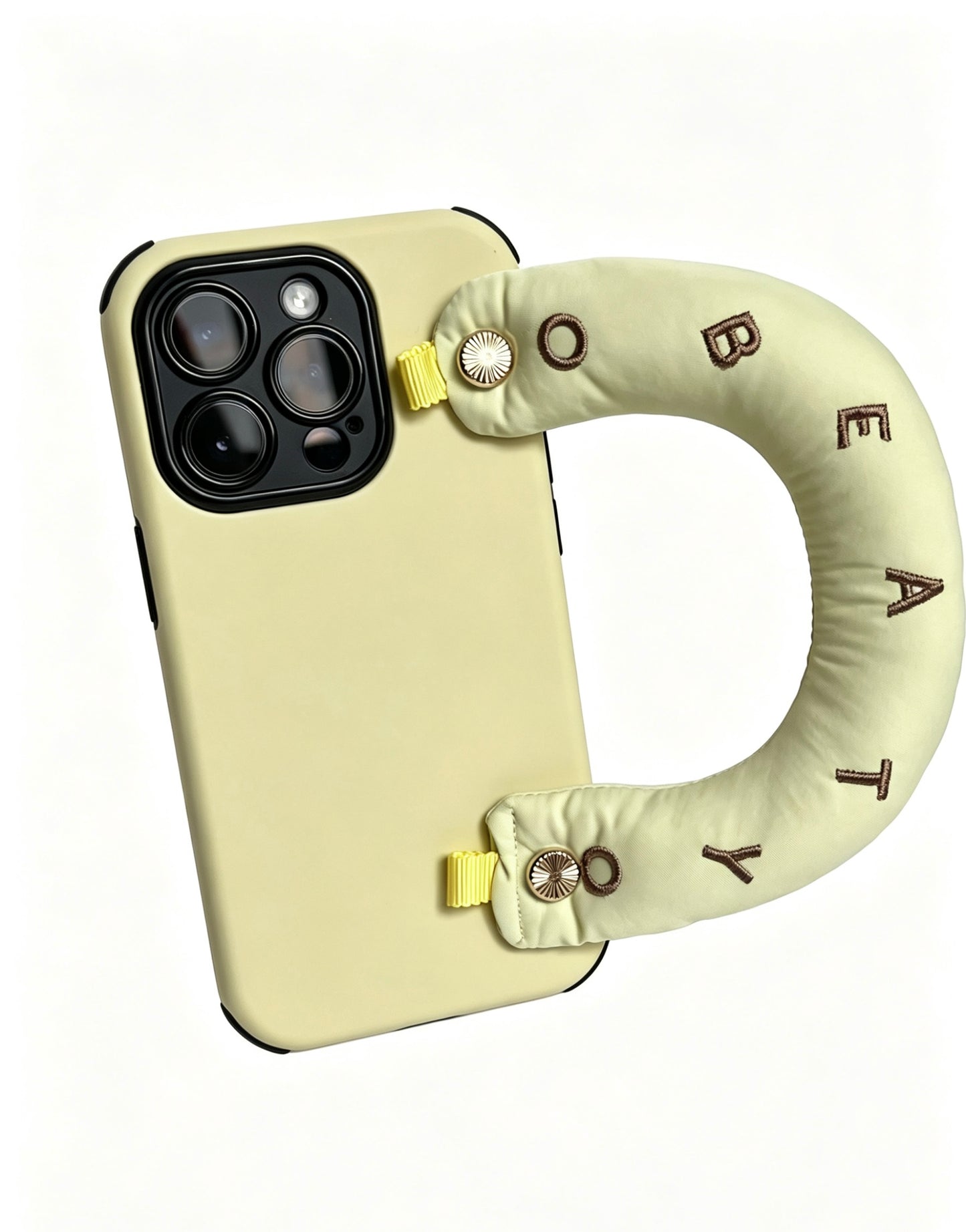 SSEGY "Cloud" Handle Embroidered Drop-Proof Phone Case – Soothing Cream-Yellow Multifunctional Case