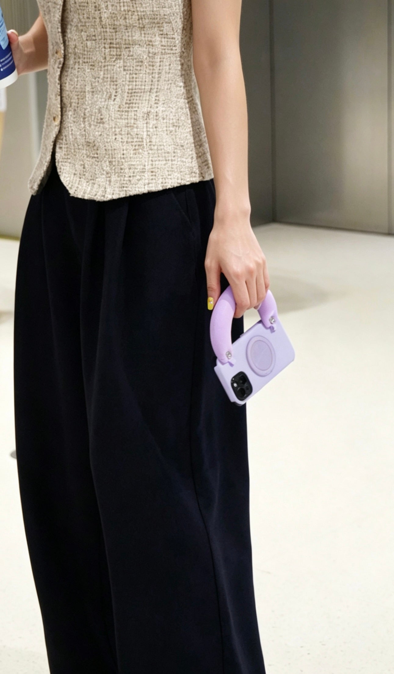 SSEGY | Lavender Purple iPhone Case with Puffy Carry Handle, Hidden Ring Stand & Drop Protection