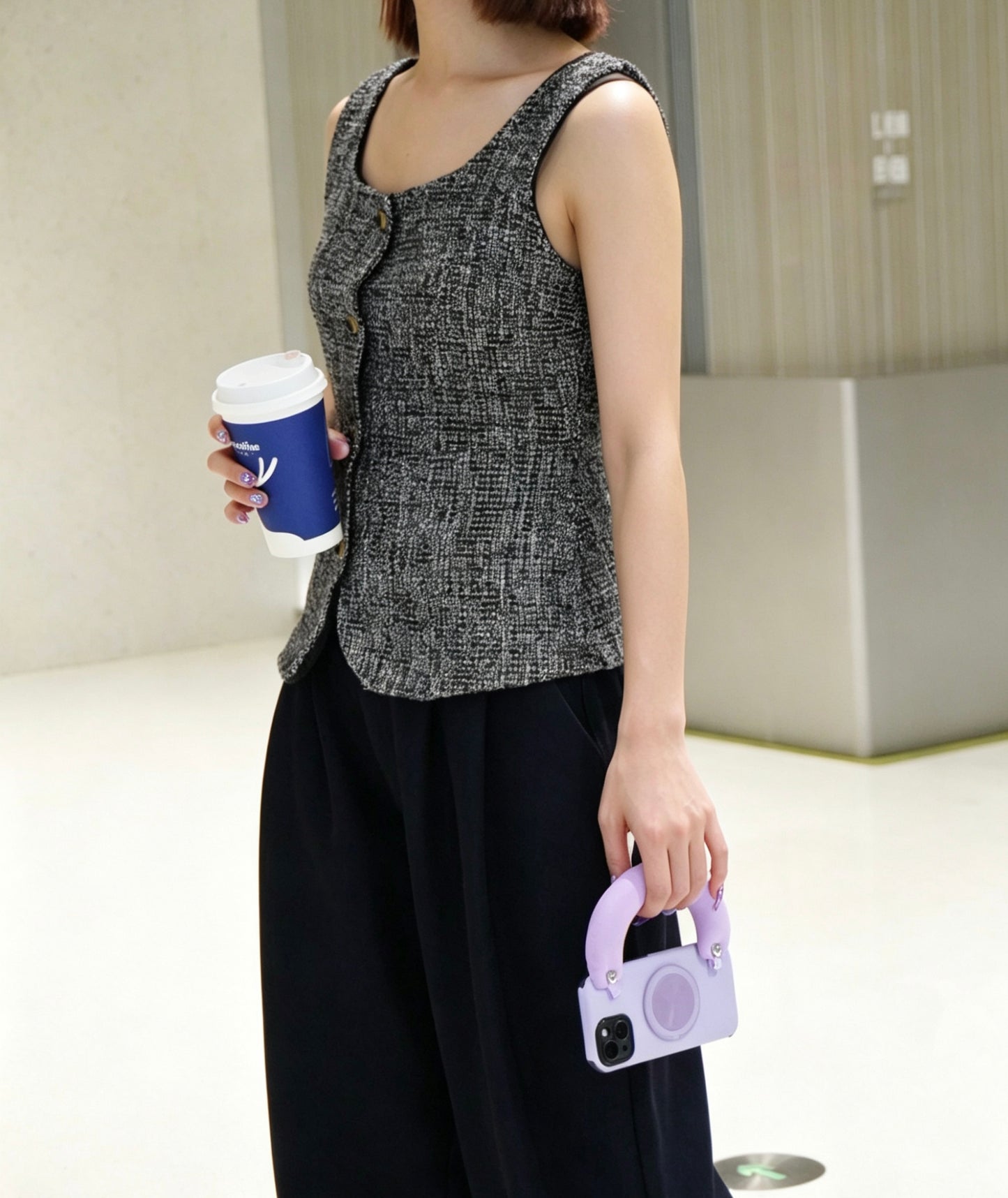 SSEGY | Lavender Purple iPhone Case with Puffy Carry Handle, Hidden Ring Stand & Drop Protection