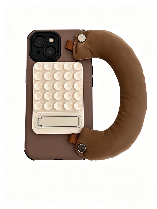 SSEGY™ Mocha Brown Soft-Grip & Suction Cup Fidget Stand Case – The Perfect Blend of Style and Function