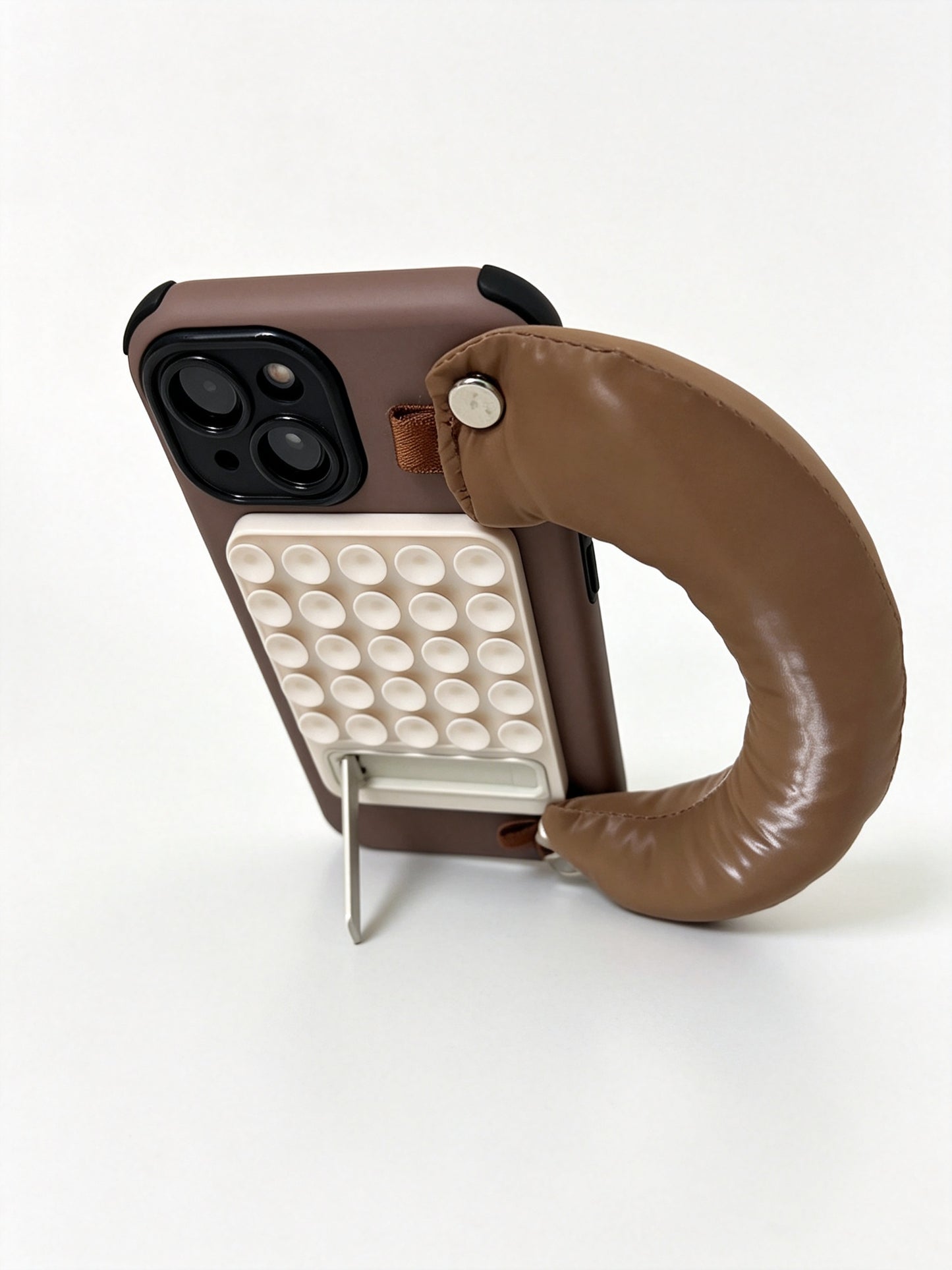 SSEGY™ Mocha Brown Soft-Grip & Suction Cup Fidget Stand Case – The Perfect Blend of Style and Function