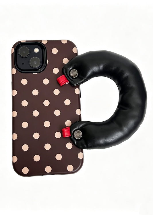 SSEGY Retro Polka Dots Meet Functional Style: Cloud-Style Padded Handle Stress-Relieving Phone Case (for iPhone Series)