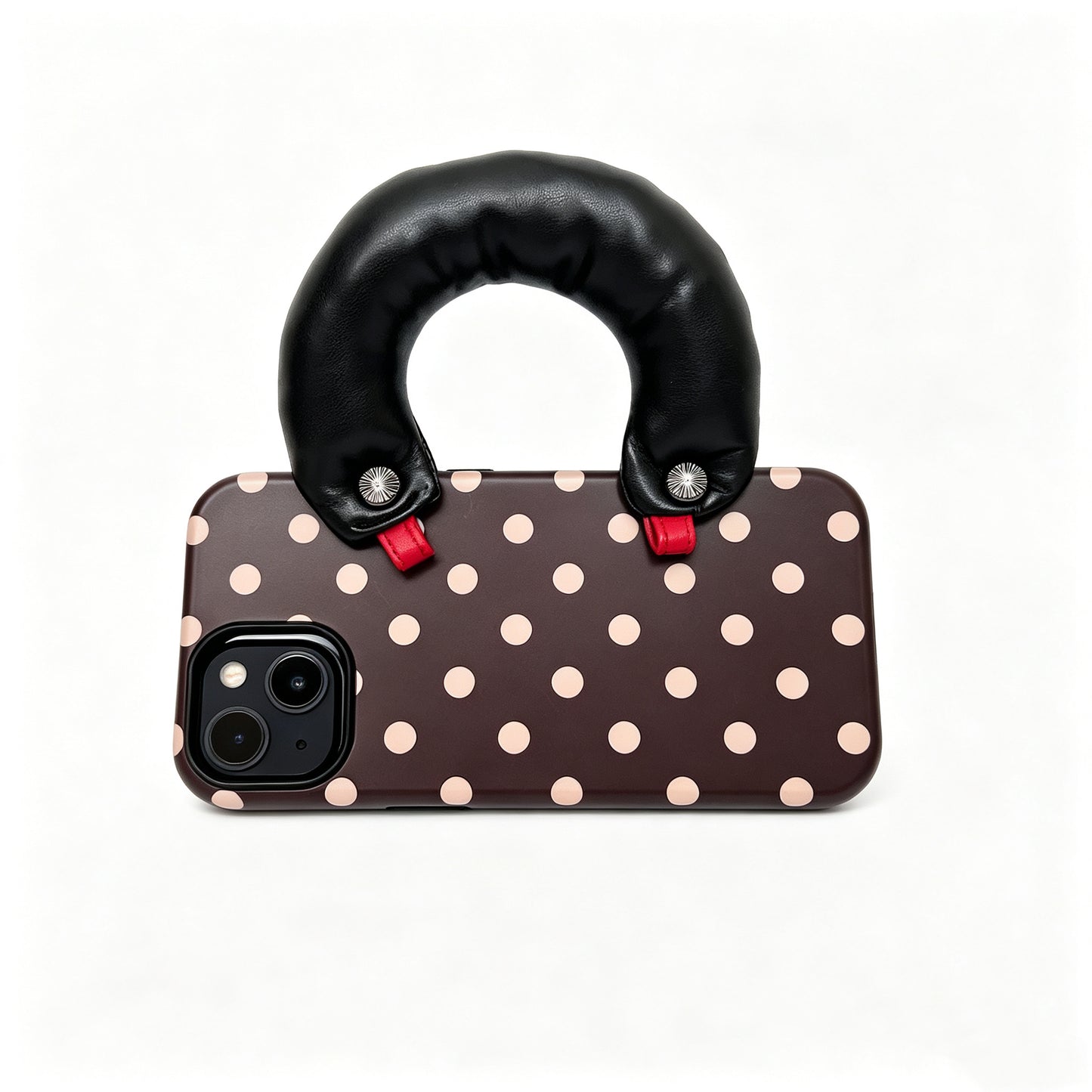 SSEGY Retro Polka Dots Meet Functional Style: Cloud-Style Padded Handle Stress-Relieving Phone Case (for iPhone Series)