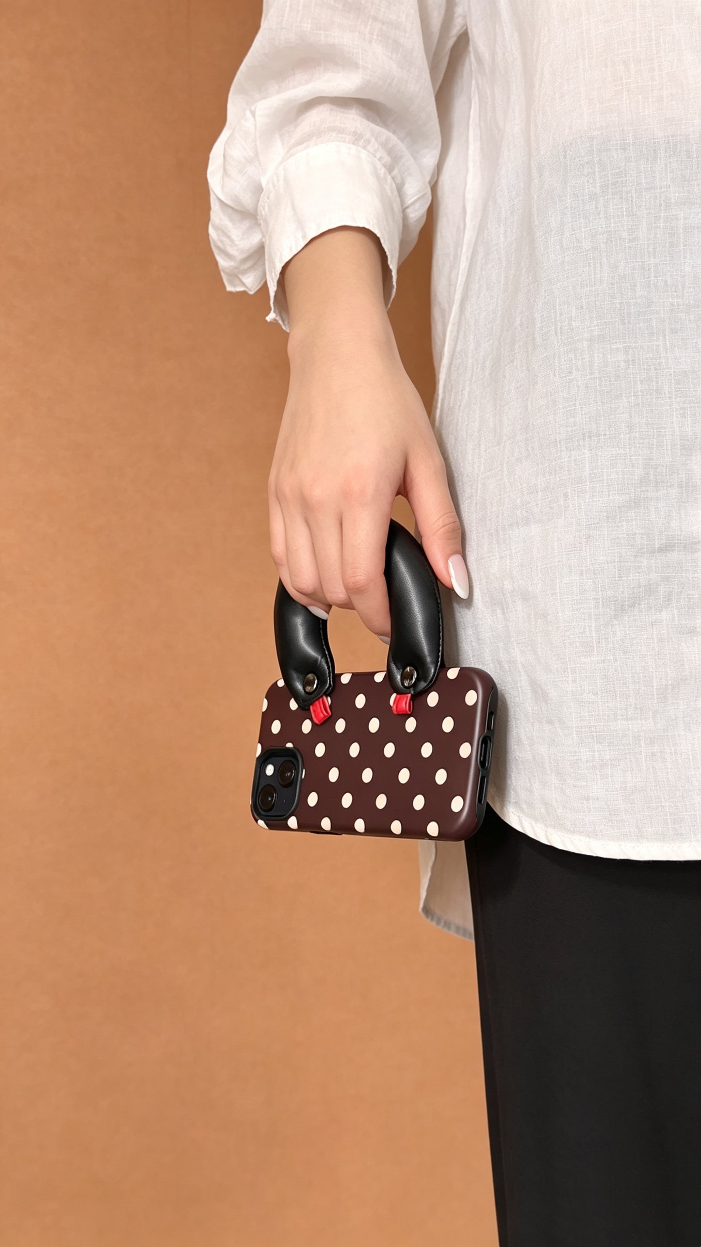 SSEGY Retro Polka Dots Meet Functional Style: Cloud-Style Padded Handle Stress-Relieving Phone Case (for iPhone Series)