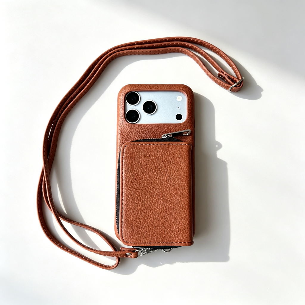 SSEGY™ Crossbody Zipper Wallet Phone Case Brown