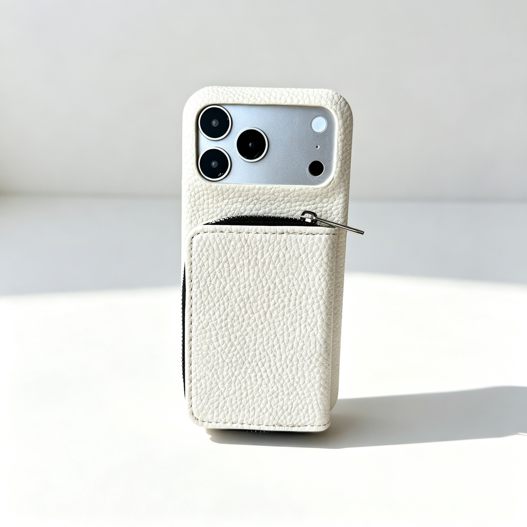 SSEGY™ Crossbody Zipper Wallet Phone Case Ivory
