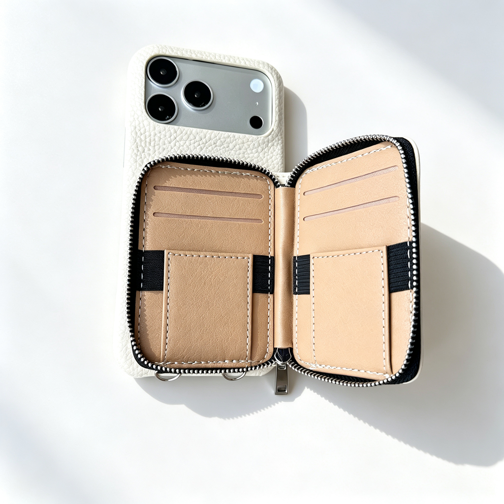 SSEGY™ Crossbody Zipper Wallet Phone Case Ivory