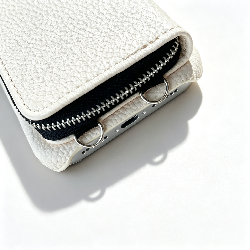 SSEGY™ Crossbody Zipper Wallet Phone Case Ivory