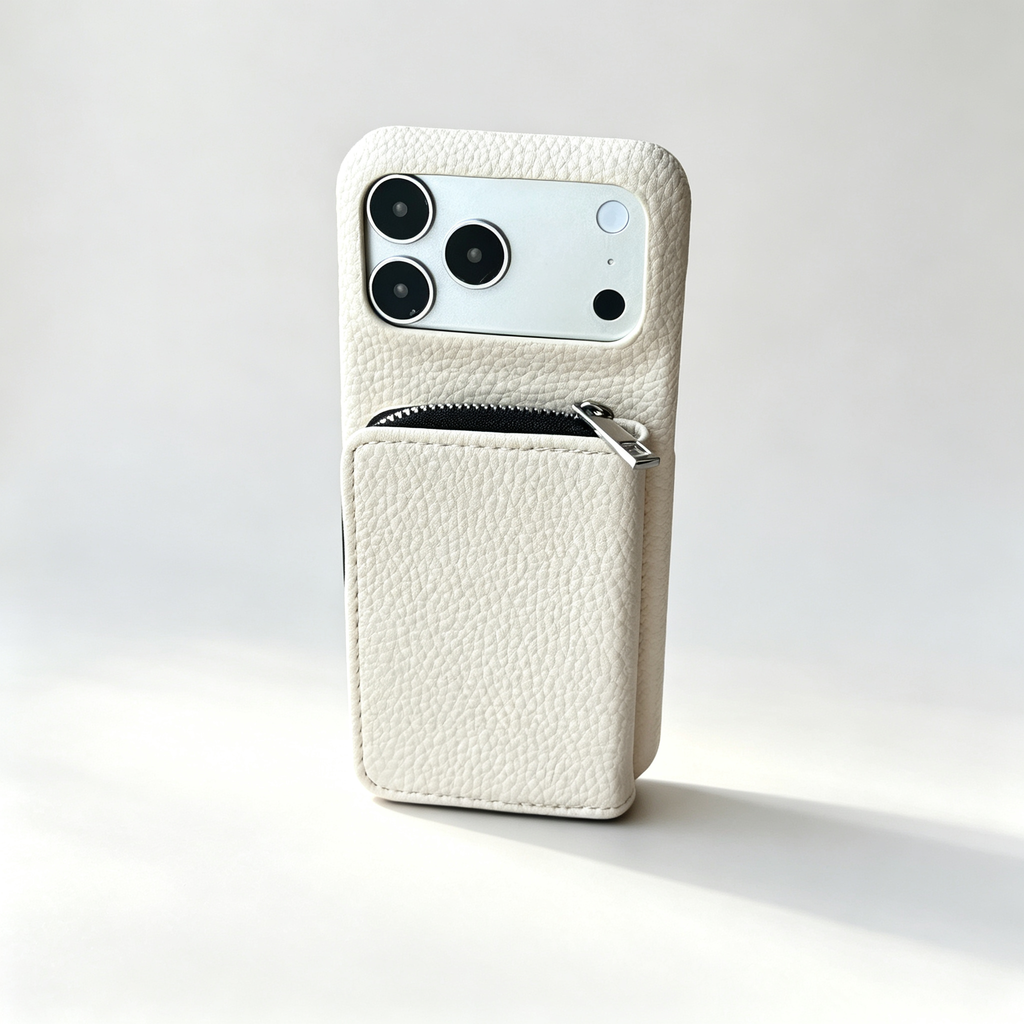 SSEGY™ Crossbody Zipper Wallet Phone Case Ivory