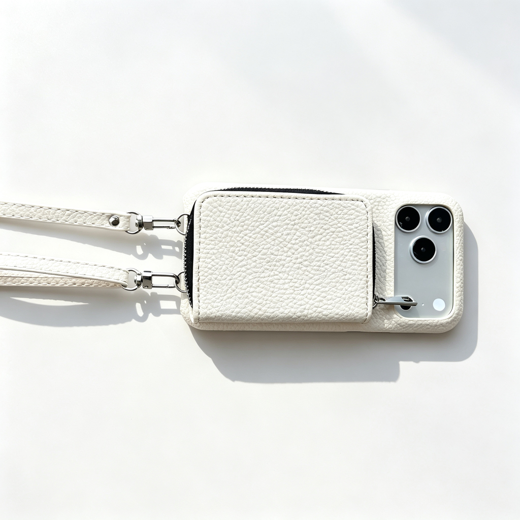 SSEGY™ Crossbody Zipper Wallet Phone Case Ivory