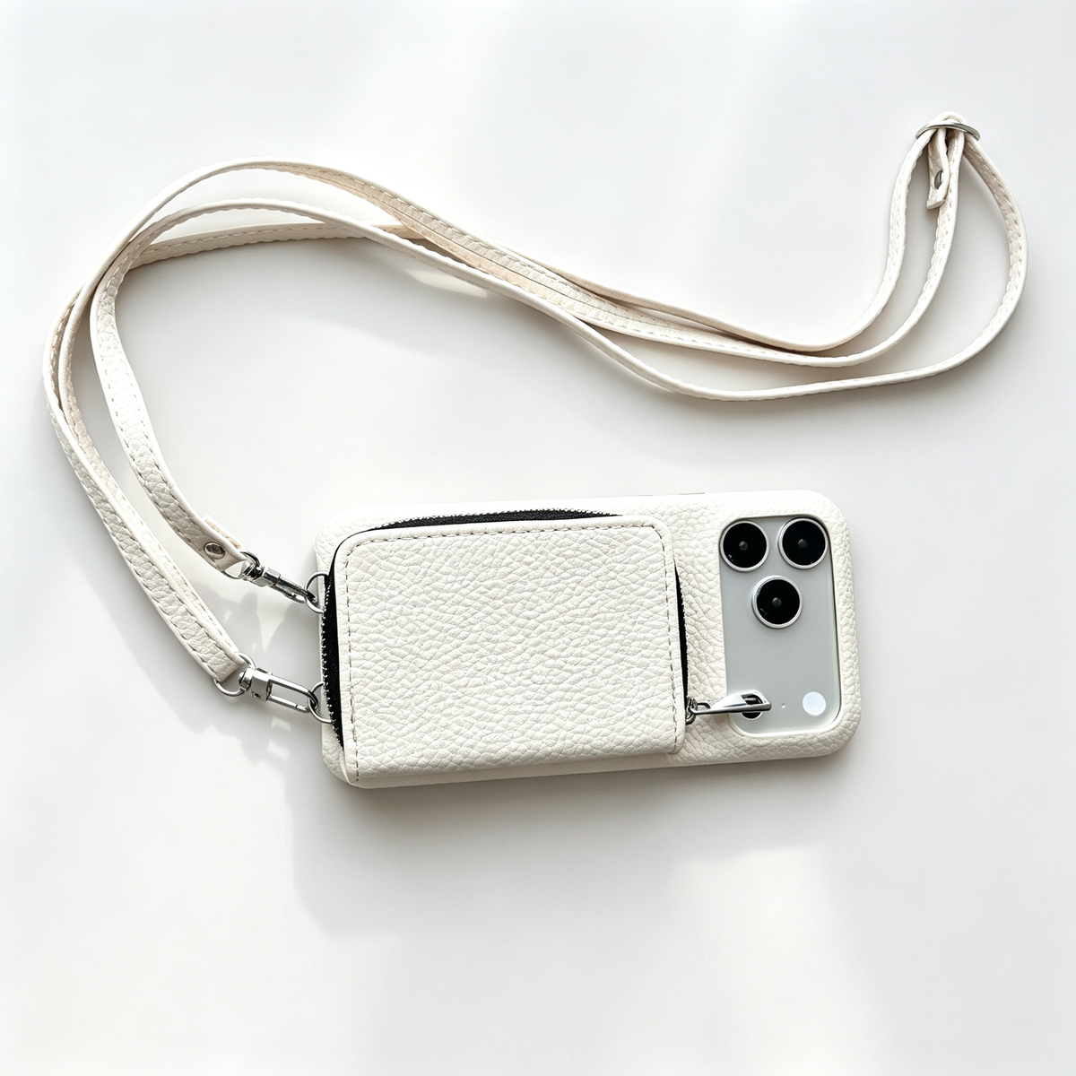 SSEGY™ Crossbody Zipper Wallet Phone Case Ivory