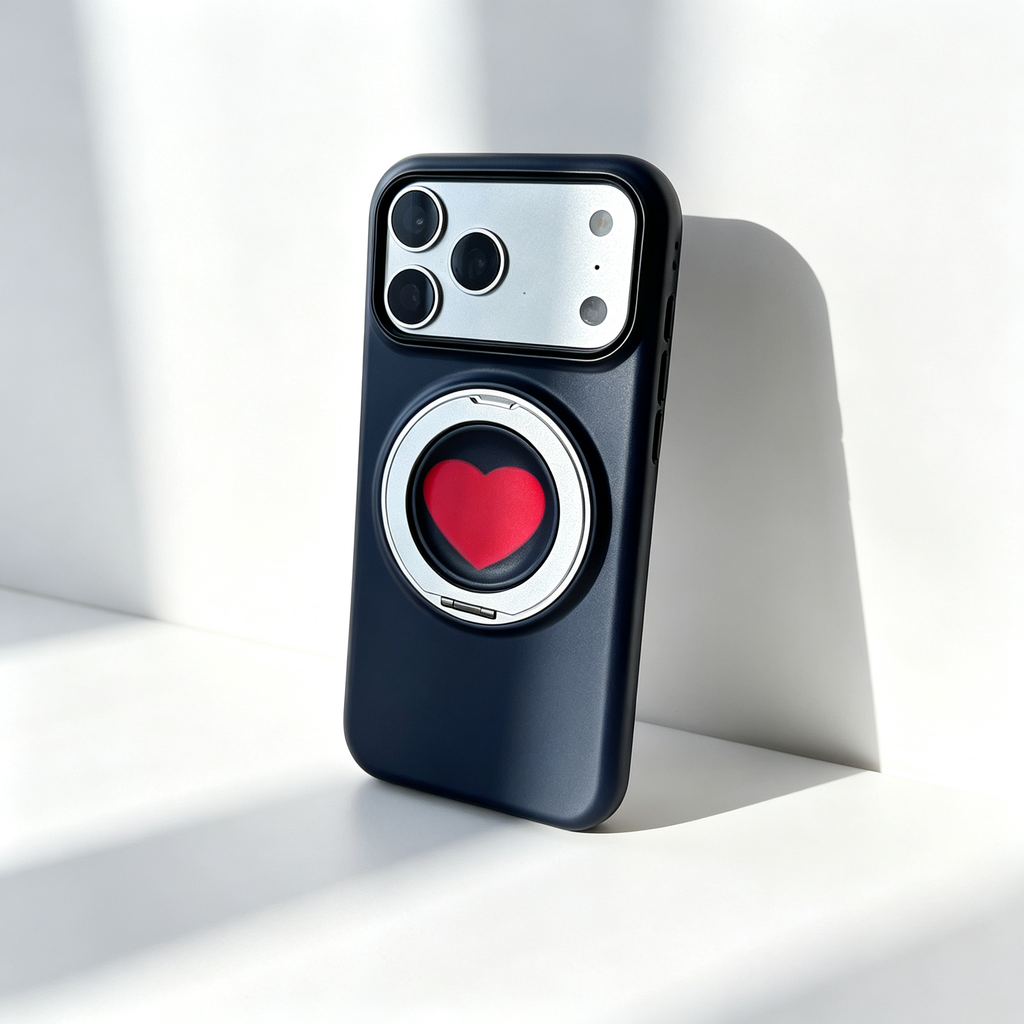 SSEGY™ Heart 360° Rotating Stand & Grip Phone Case black