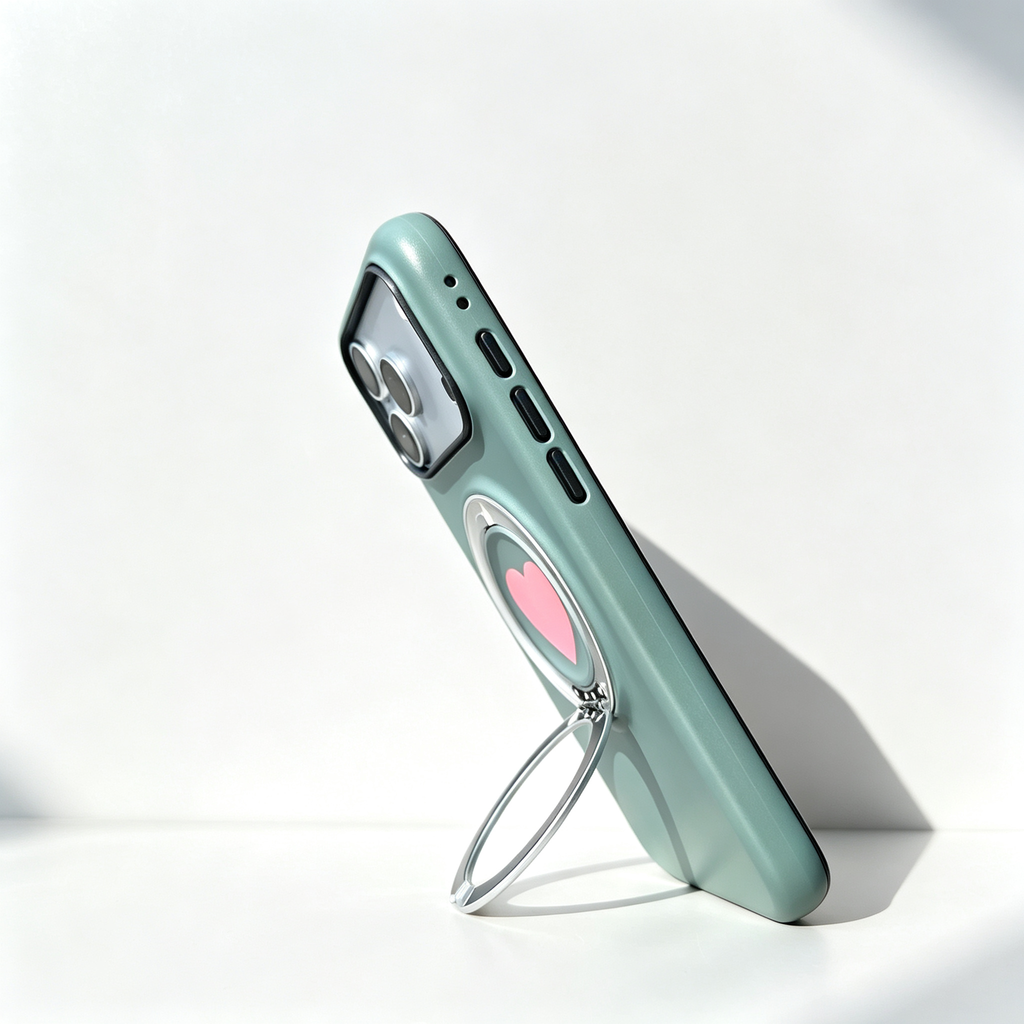 SSEGY™ Heart 360° Rotating Stand & Grip Phone Case black Green