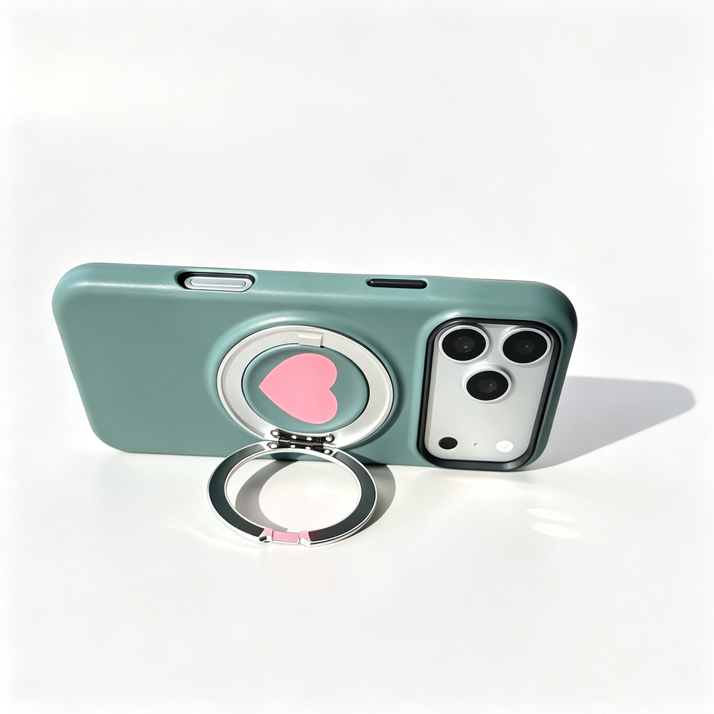 SSEGY™ Heart 360° Rotating Stand & Grip Phone Case black Green