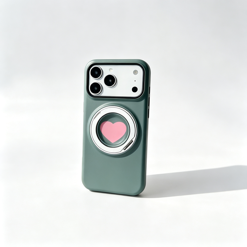 SSEGY™ Heart 360° Rotating Stand & Grip Phone Case black Green