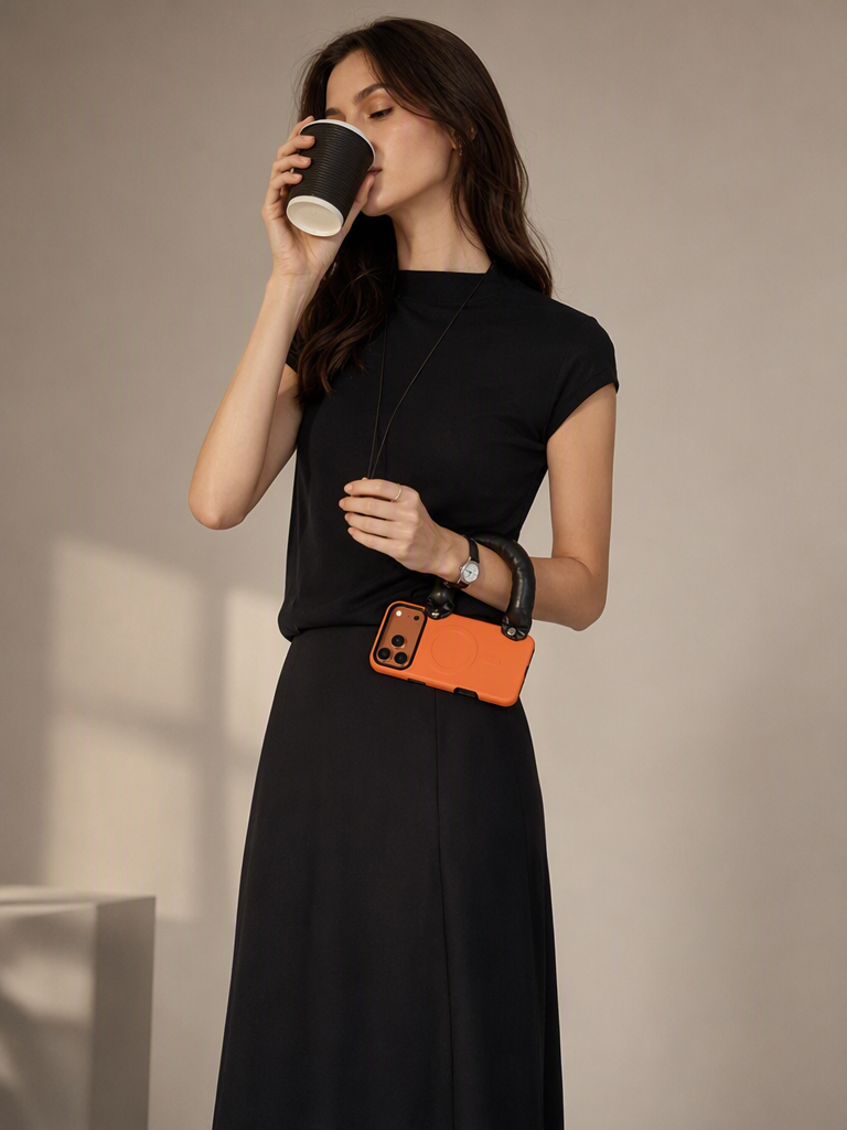 SSEGY Orange Cloud Handle Phone Case with Wrist Strap