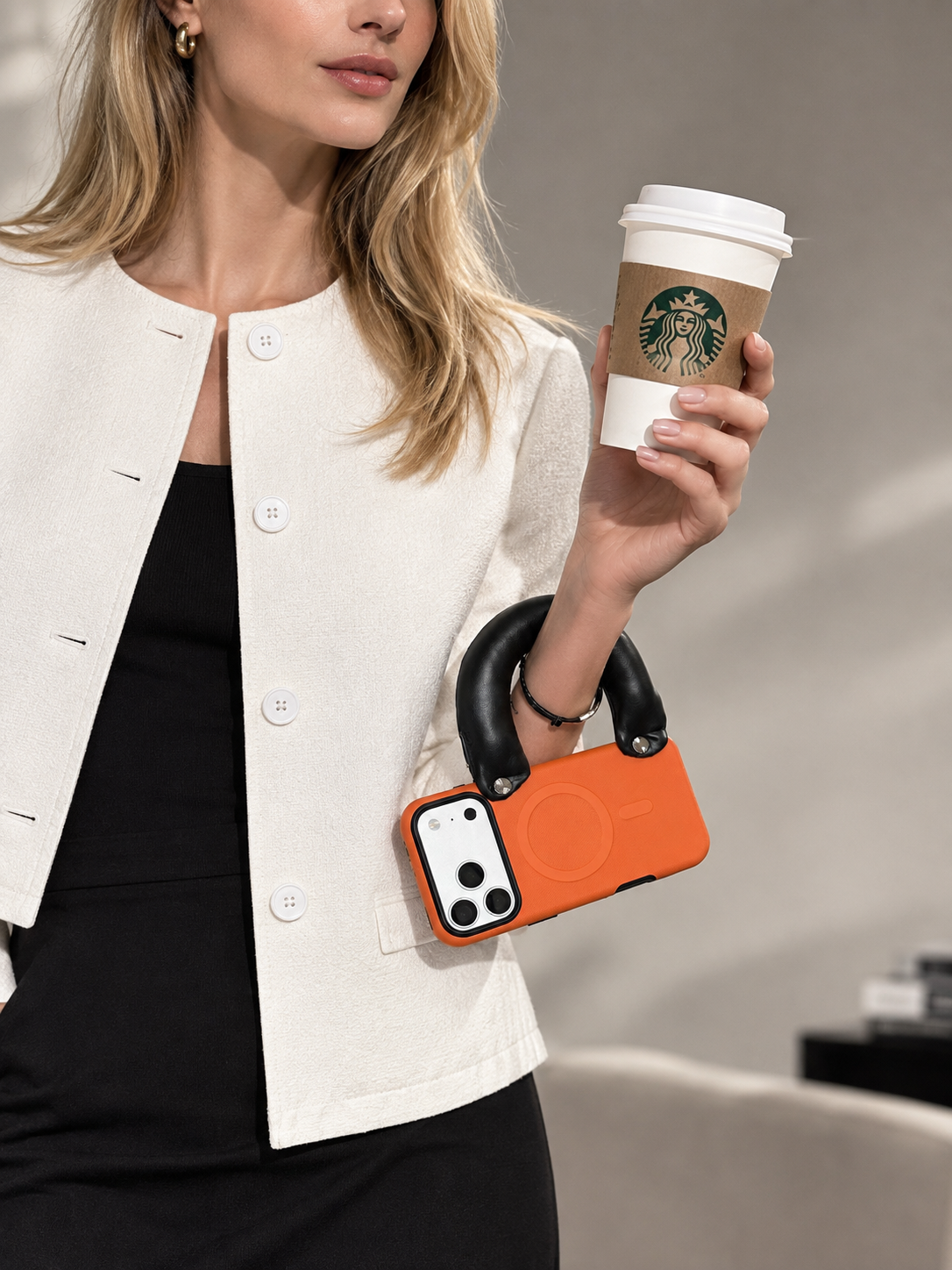 SSEGY Orange Cloud Handle Phone Case with Wrist Strap